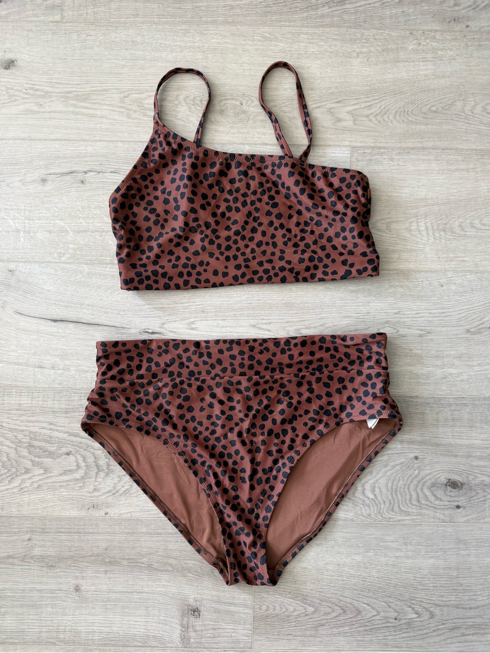 Old Navy Brown Cheetah Print Bandeau Bikini Set